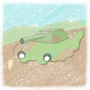 戦車を背負ったアノマロカリスのイラスト