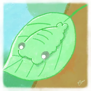 葉に擬態するアノマロカリスのイラスト